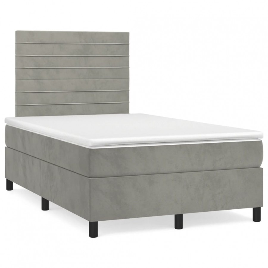 Cadre de lit et matelas gris clair 120x190cm velours