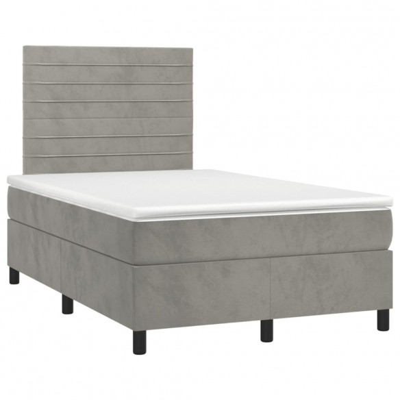 Cadre de lit et matelas gris clair 120x190cm velours