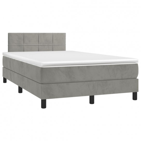 Cadre de lit et matelas gris clair 120x190cm velours