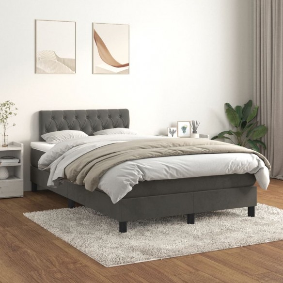 Cadre de lit et matelas gris foncé 120x190cm velours