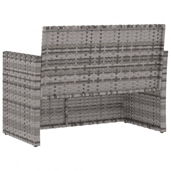 Banc de jardin avec coussins Gris 105 cm Résine tressée