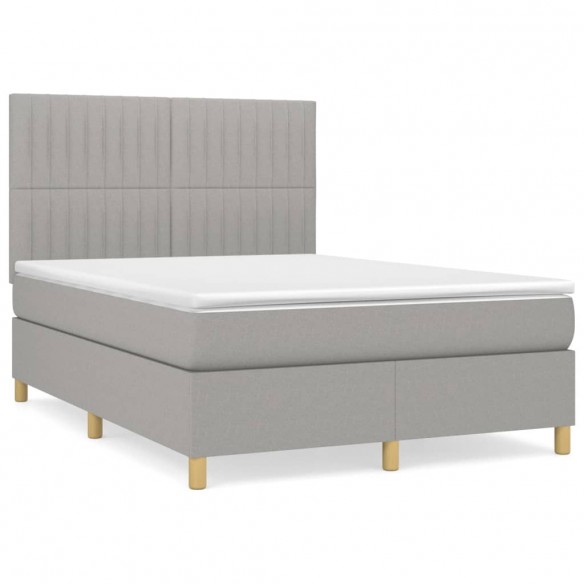 Cadre de lit avec matelas Gris clair 140x200cm Tissu