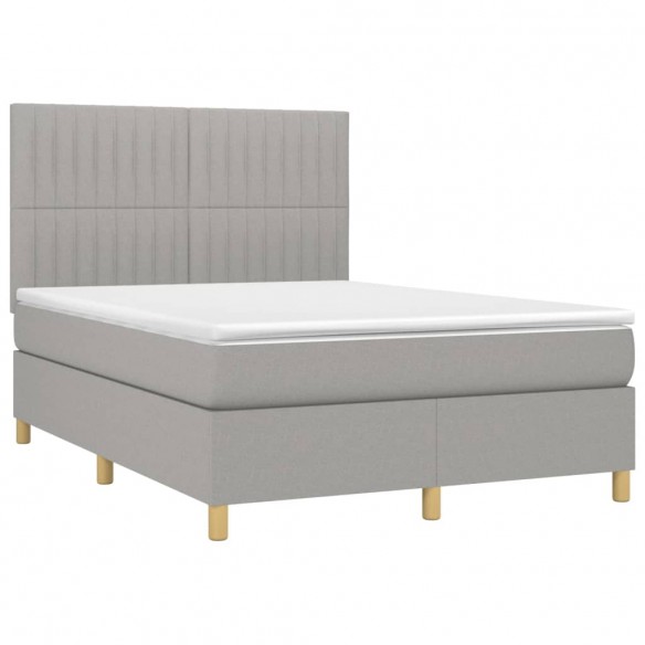 Cadre de lit avec matelas Gris clair 140x200cm Tissu