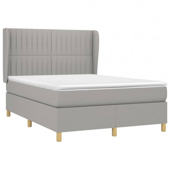 Cadre de lit avec matelas Gris clair 140x190cm Tissu