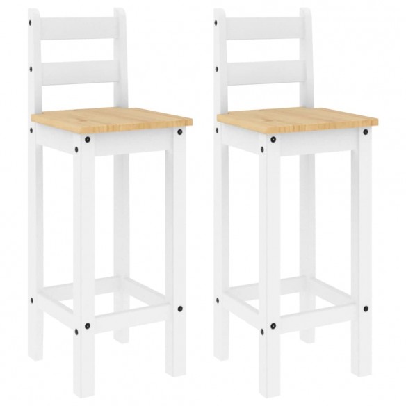 Chaises de bar 2 pcs blanc bois de pin solide