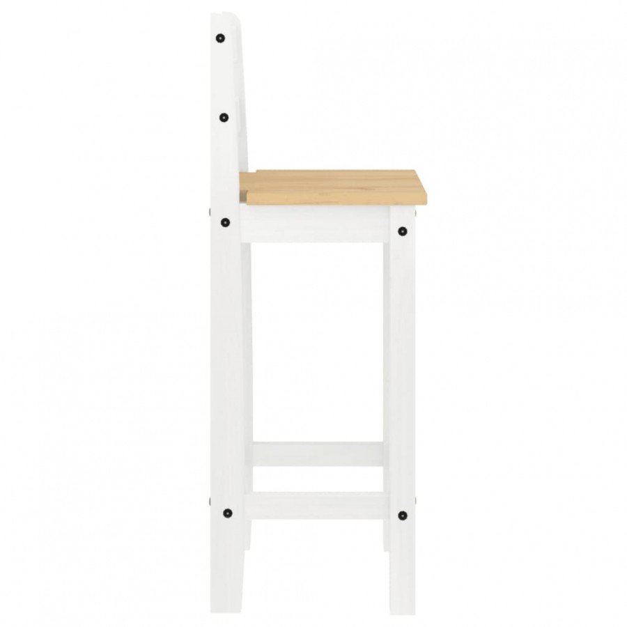 Chaises de bar 2 pcs blanc bois de pin solide