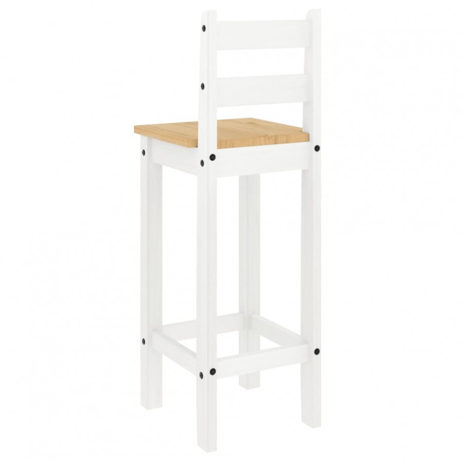 Chaises de bar 2 pcs blanc bois de pin solide