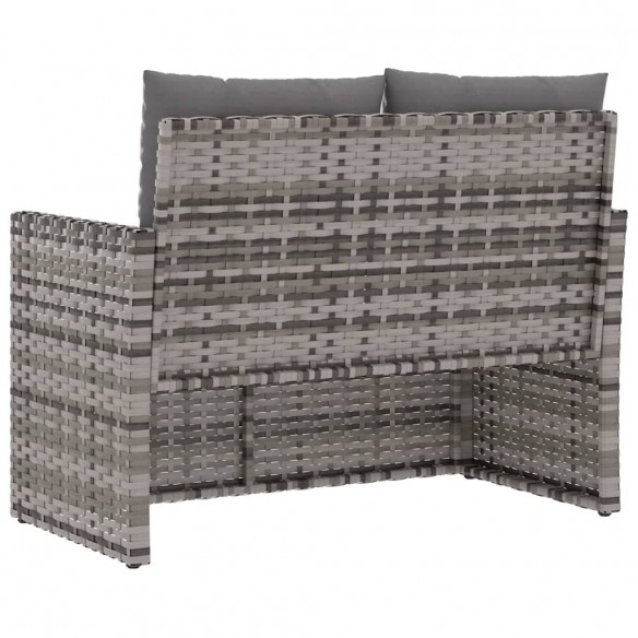 Banc de jardin avec coussins Gris 105 cm Résine tressée