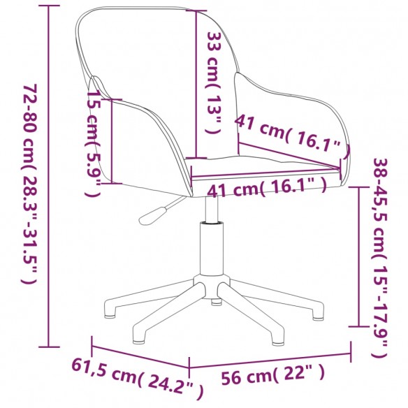 Chaises pivotantes à manger lot de 2 Gris foncé Velours