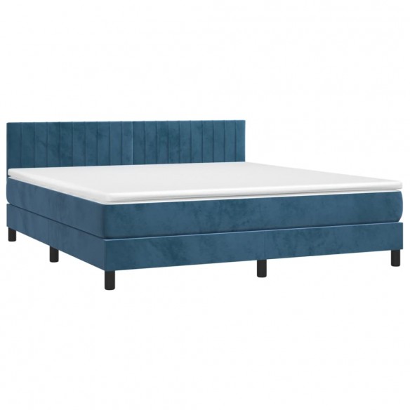 Cadre de lit avec matelas LED Bleu foncé 180x200 cm