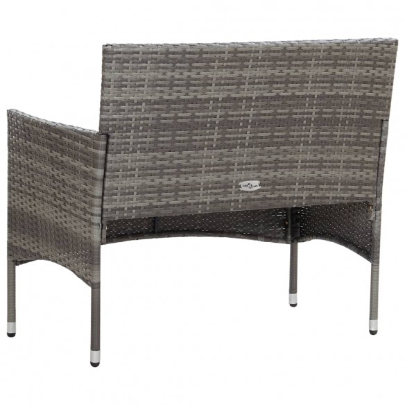 Banc de jardin 105 cm Résine tressée Gris