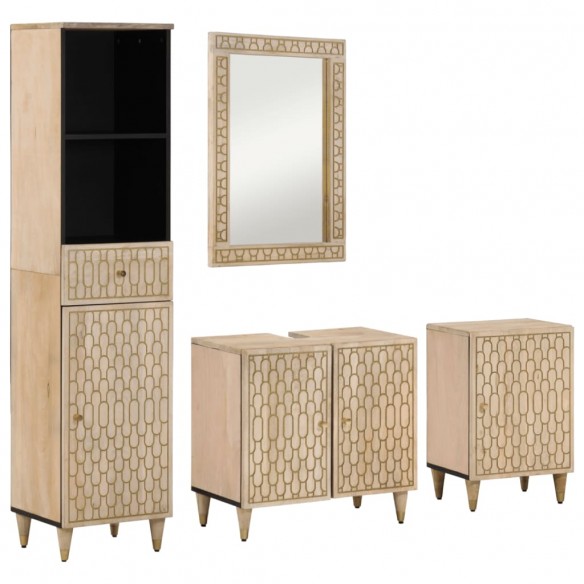 Ensemble de meubles de salle de bain 4 pcs bois manguier massif