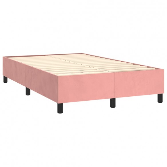 Cadre de lit avec matelas rose 120x190 cm velours