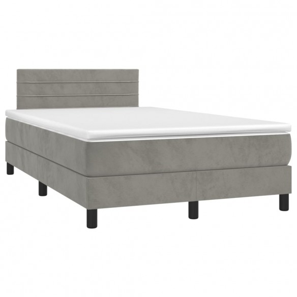 Cadre de lit et matelas gris clair 120x190cm velours