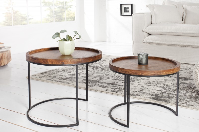Tables d'appoint GIGOGNE en bois massif et métal