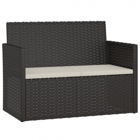 Banc de jardin avec coussins Noir 105 cm Résine tressée