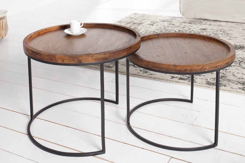 Tables d'appoint GIGOGNE en bois massif et métal