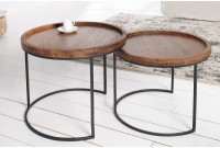 Tables d'appoint GIGOGNE en bois massif et métal