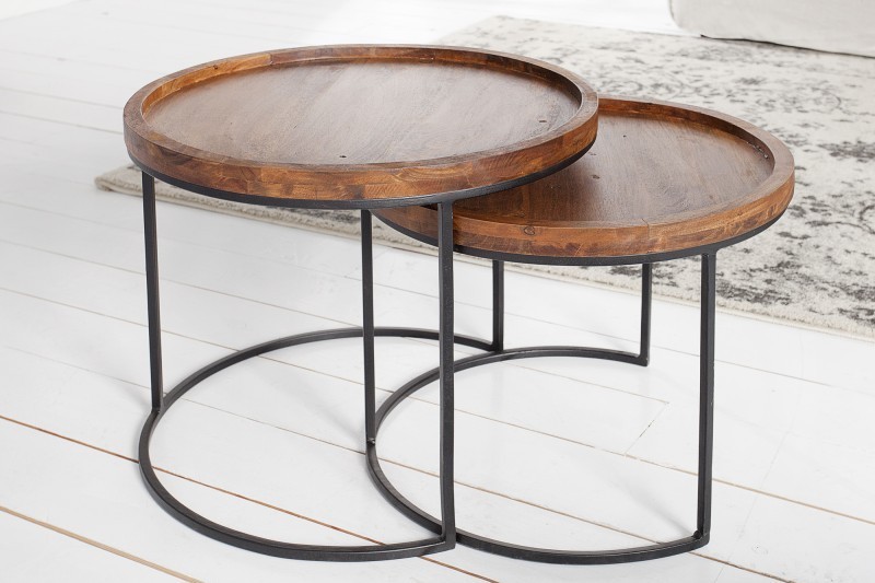 Tables d'appoint GIGOGNE en bois massif et métal