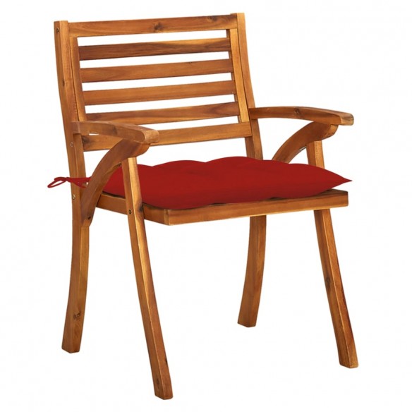 Chaises de jardin avec coussins 8 pcs Bois d'acacia solide