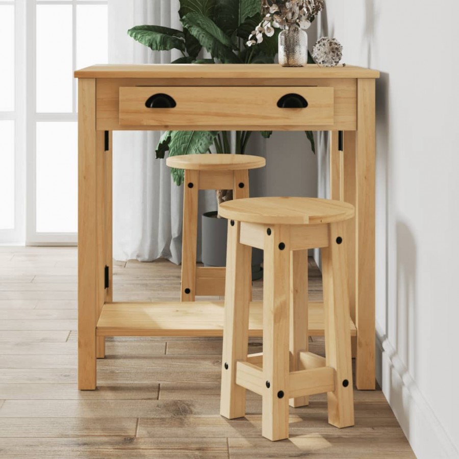 Ensemble de bar 3 pcs bois de pin massif