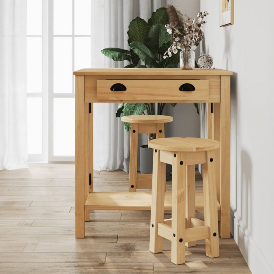 Ensemble de bar 3 pcs bois de pin massif