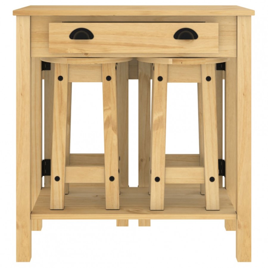 Ensemble de bar 3 pcs bois de pin massif
