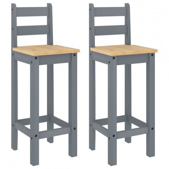 Chaises de bar 2 pcs gris bois de pin solide