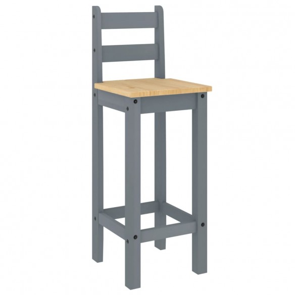 Chaises de bar 2 pcs gris bois de pin solide