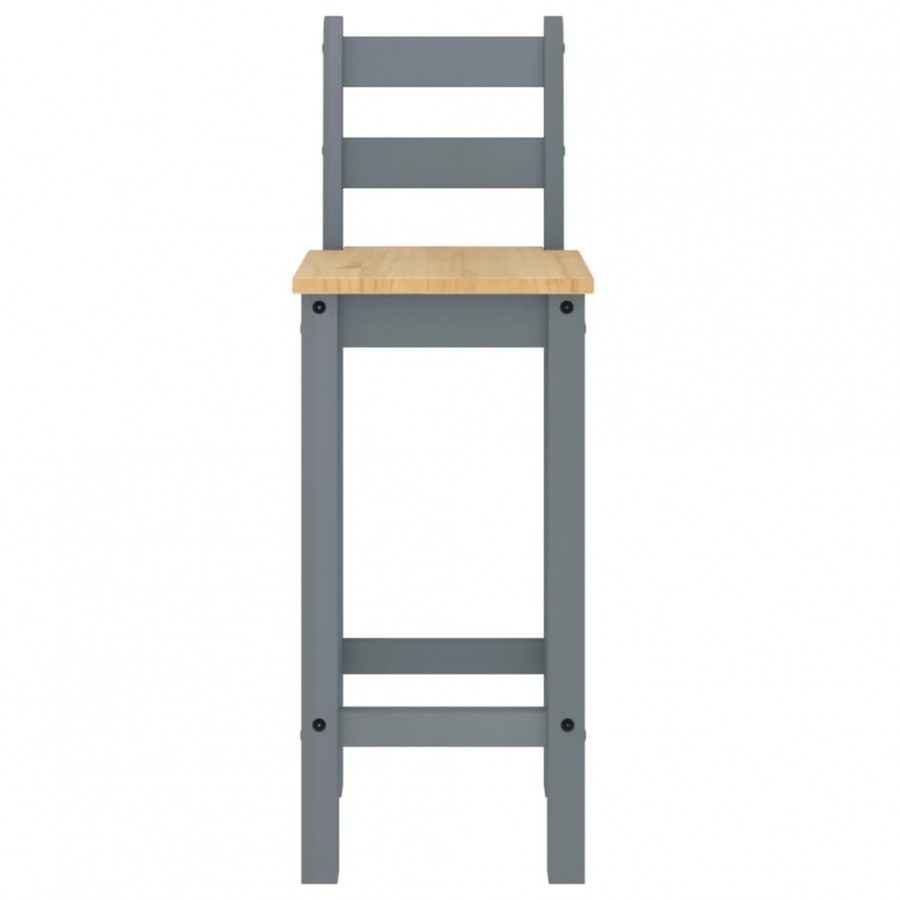 Chaises de bar 2 pcs gris bois de pin solide