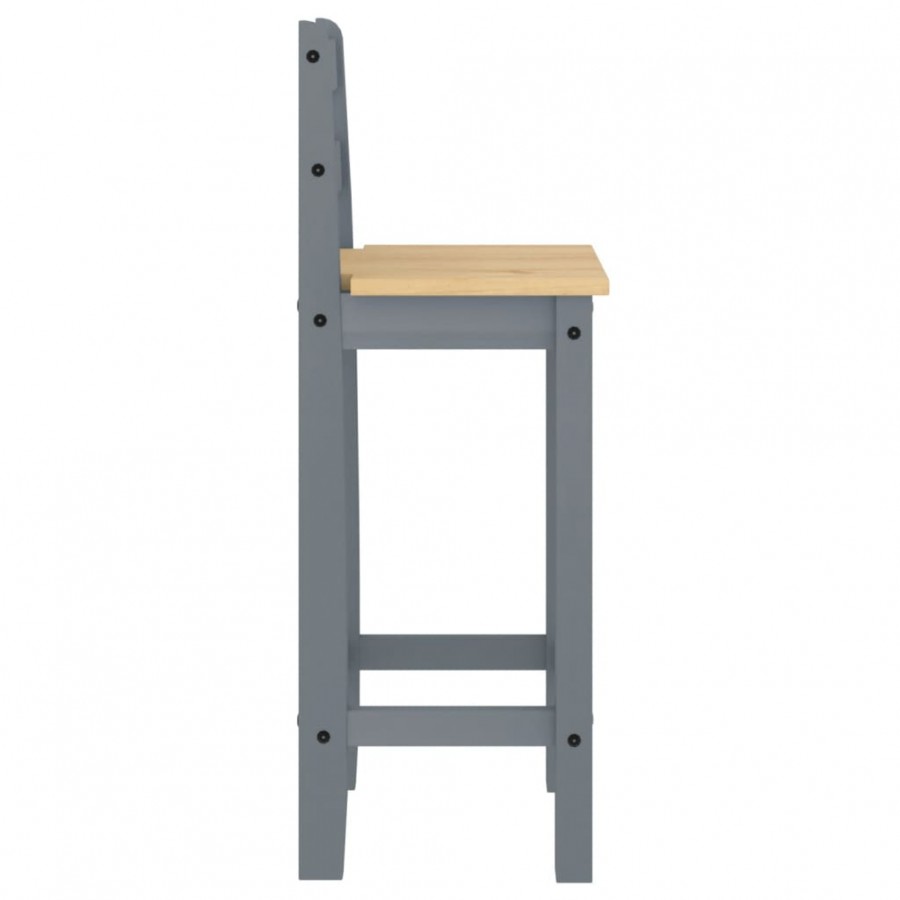 Chaises de bar 2 pcs gris bois de pin solide