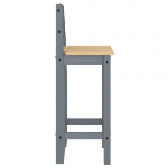 Chaises de bar 2 pcs gris bois de pin solide