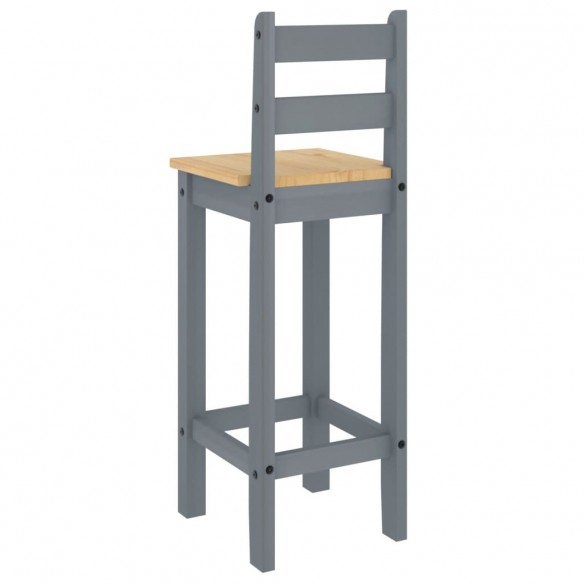 Chaises de bar 2 pcs gris bois de pin solide