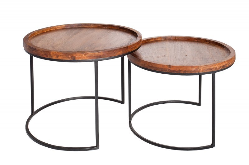 Tables d'appoint GIGOGNE en bois massif et métal
