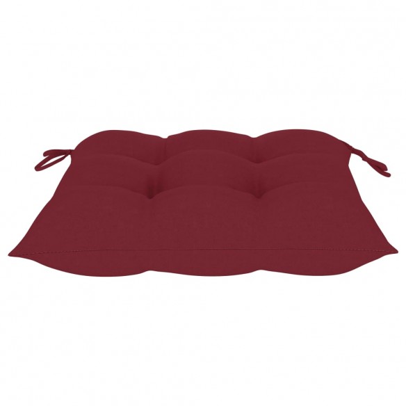 Chaise à bascule avec coussin rouge bordeaux Bois de teck