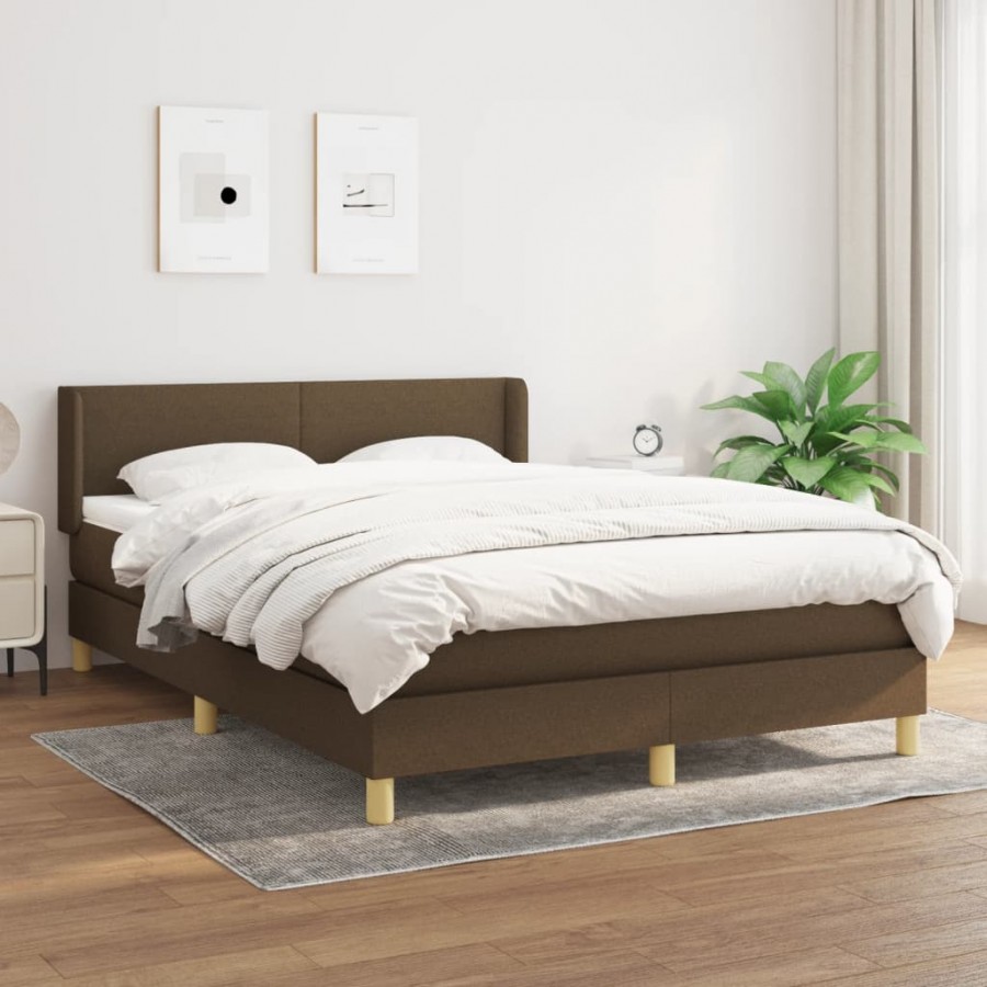 Cadre de lit avec matelas Marron foncé 140x190 cm