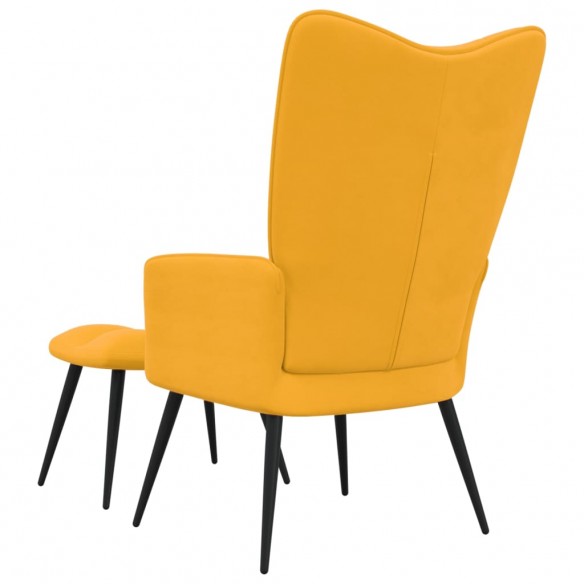 Chaise de relaxation avec repose-pied Jaune moutarde Velours