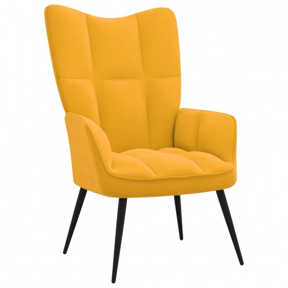 Chaise de relaxation avec repose-pied Jaune moutarde Velours