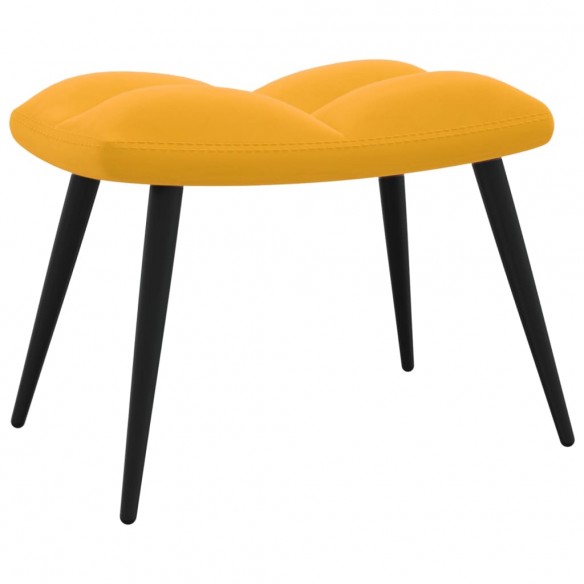 Chaise de relaxation avec repose-pied Jaune moutarde Velours