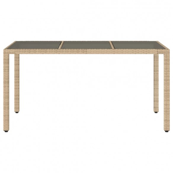 Table de jardin avec dessus en verre beige résine tressée