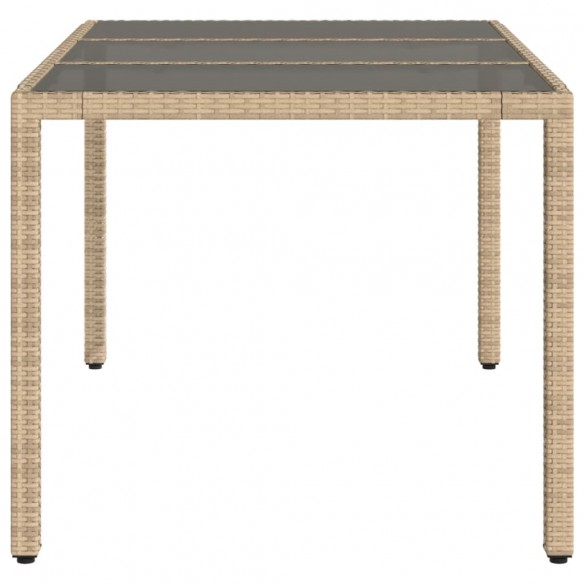 Table de jardin avec dessus en verre beige résine tressée