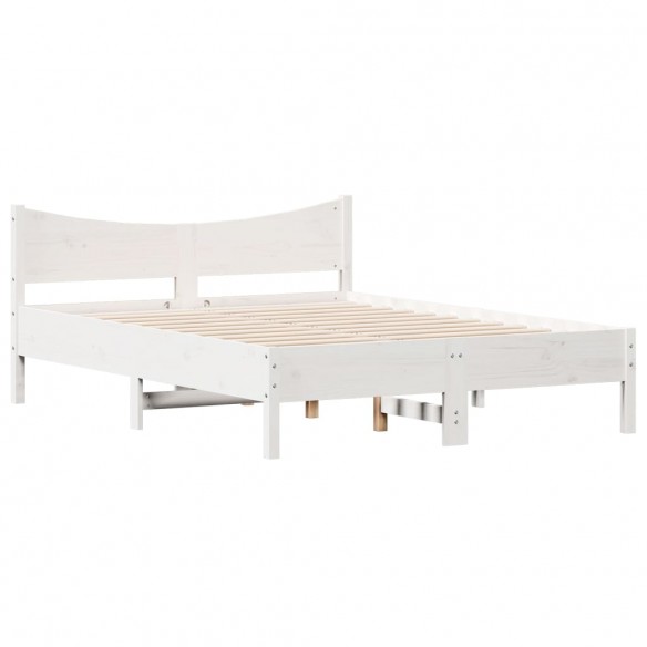 Cadre de lit Blanc 120x190 cm Bois de pin massif