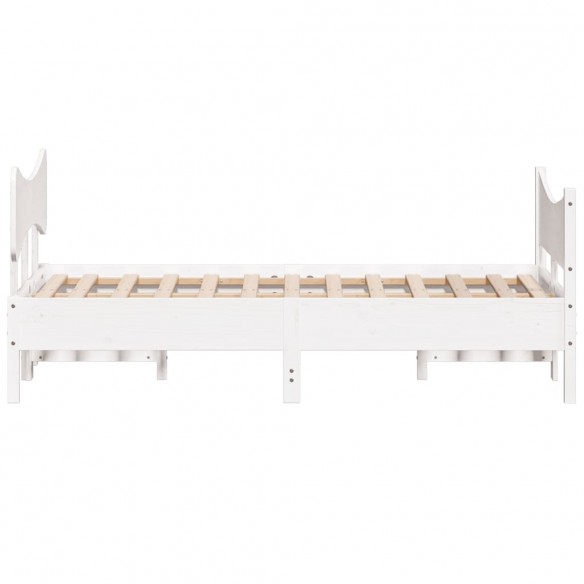 Cadre de lit avec tête de lit blanc 135x190 cm bois pin massif