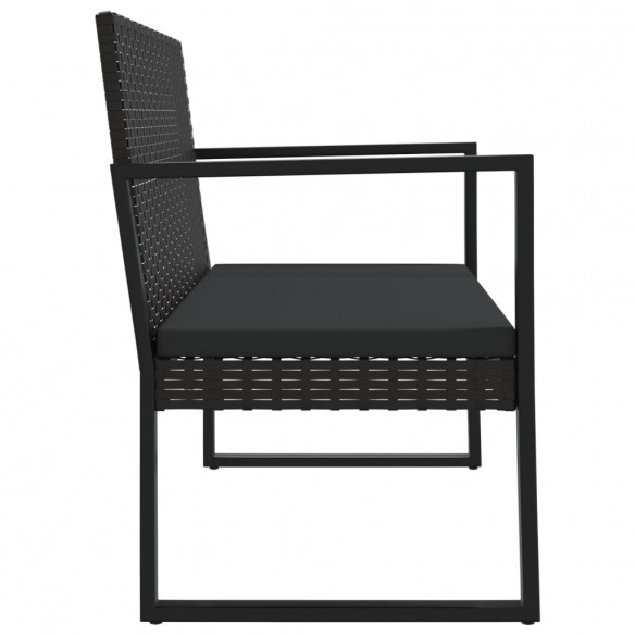 Banc de jardin avec coussins noir 106 cm résine tressée