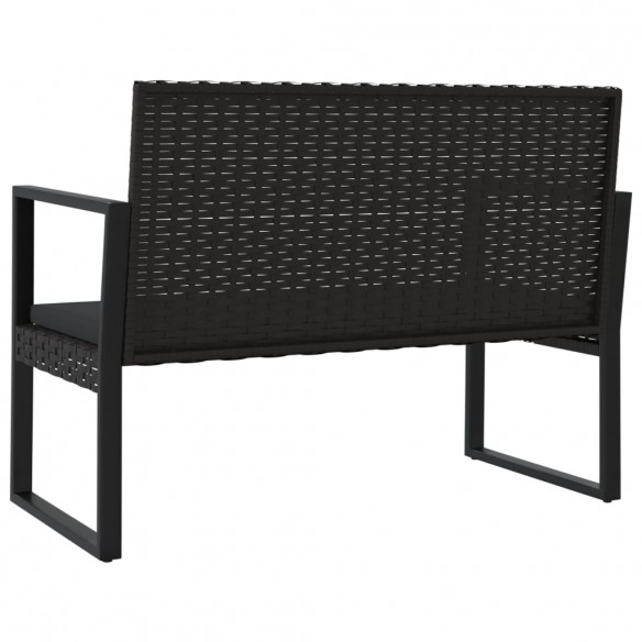 Banc de jardin avec coussins noir 106 cm résine tressée