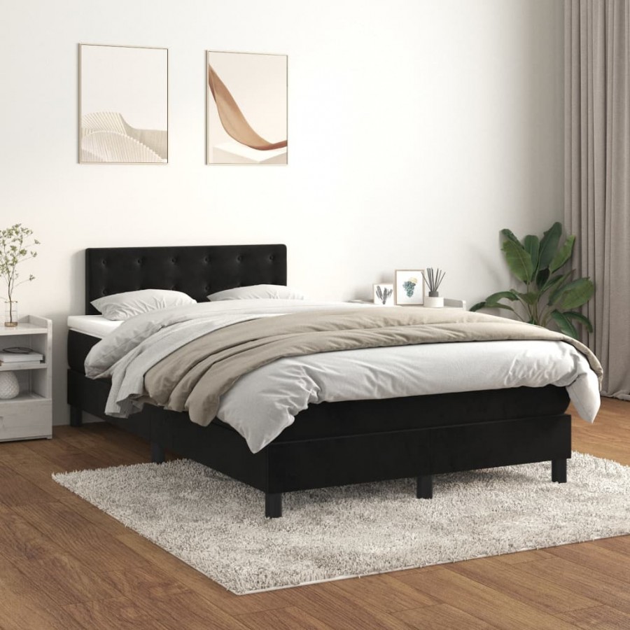 Cadre de lit avec matelas Noir 120x200 cm Velours