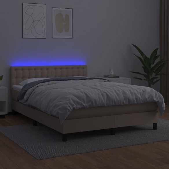 Cadre de lit avec matelas LED Cappuccino 140x200 cm