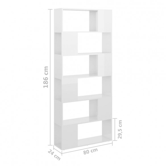 Bibliothèque de séparation Blanc brillant 80x24x186cm Aggloméré