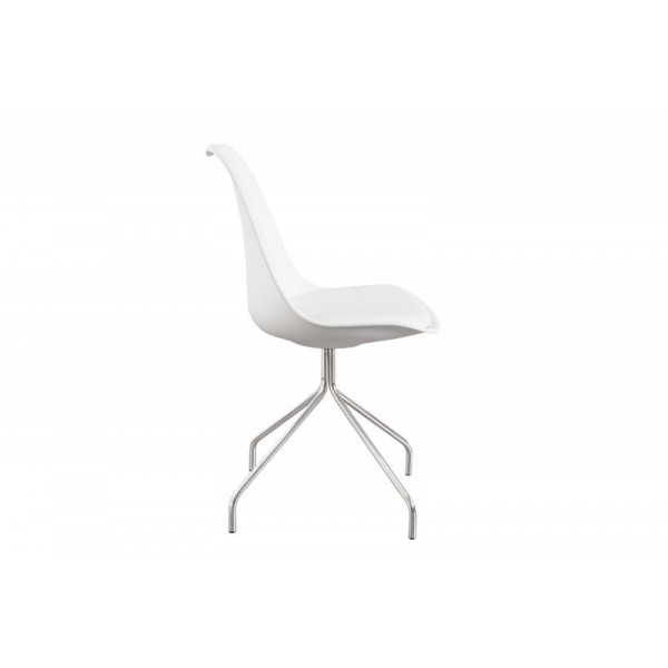 4 chaises en simili cuir blanc avec piètement en métal