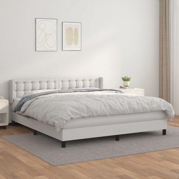 Cadre de lit avec matelas Blanc 160x200cm Similicuir